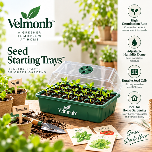 Velmonb™ Seed Starting Tray Kit with Adjustable Humidity Dome & Reusable Seed Cells