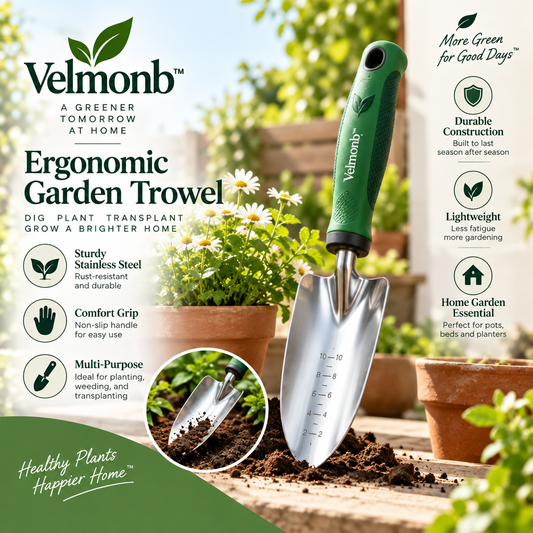 Velmonb™ Ergonomic Garden Trowel | Stainless Steel Hand Shovel with Depth Markings & Comfort Grip