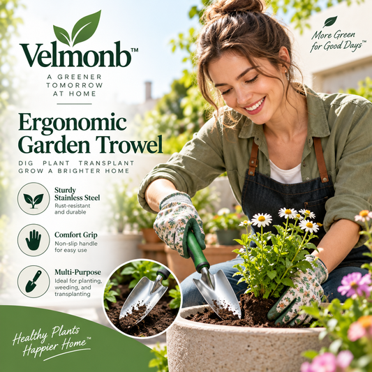 Velmonb™ Ergonomic Garden Trowel | Stainless Steel Hand Shovel with Depth Markings & Comfort Grip