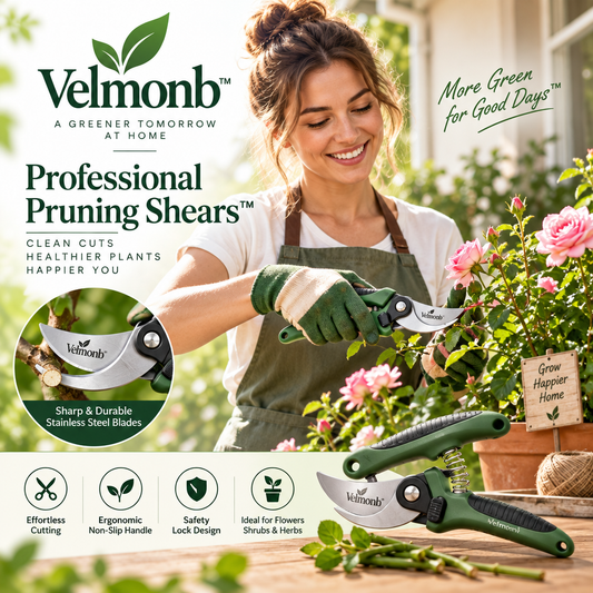Velmonb™ Professional Pruning Shears | Stainless Steel Garden Pruner with Ergonomic Non-Slip Handle & Safety Lock