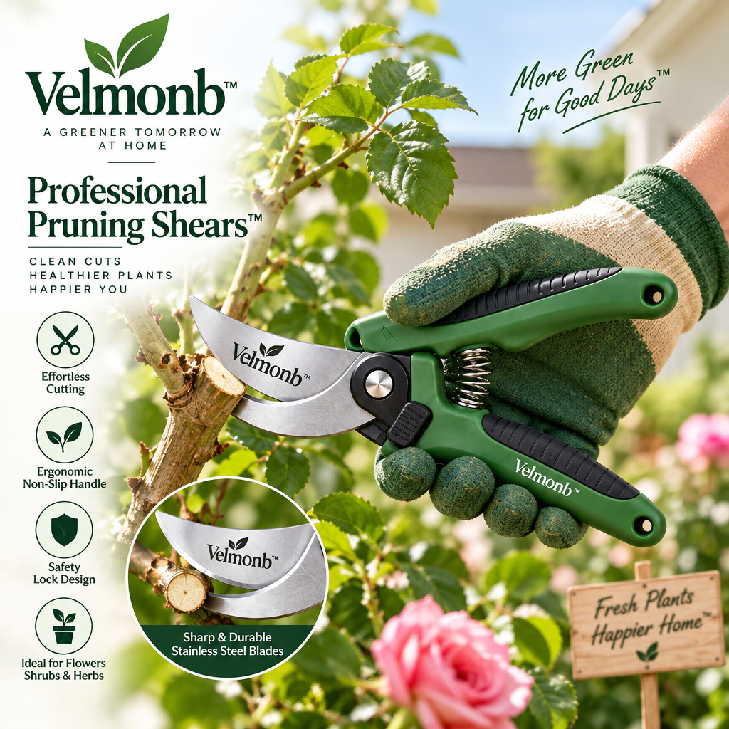 Velmonb™ Professional Pruning Shears | Stainless Steel Garden Pruner with Ergonomic Non-Slip Handle & Safety Lock