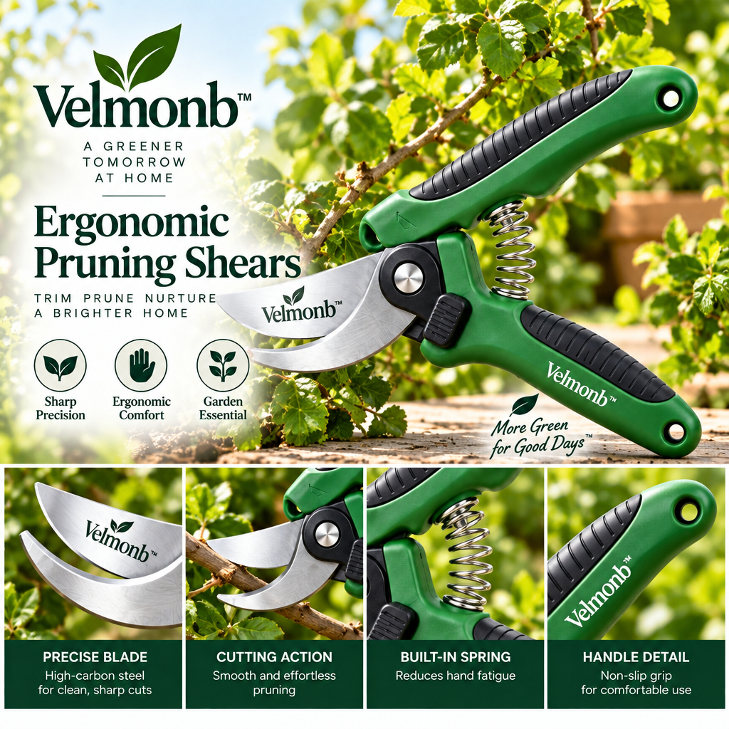 Velmonb™ Professional Pruning Shears | Stainless Steel Garden Pruner with Ergonomic Non-Slip Handle & Safety Lock