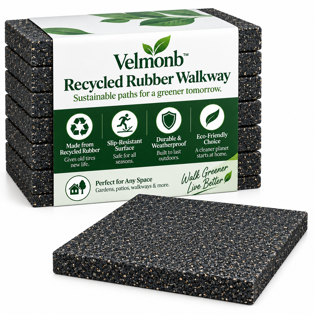 Velmonb™ Recycled Rubber Garden Walkway – Weather-Ready Modular Pathway with Textured Non-Slip Surface