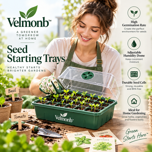 Velmonb™ Seed Starting Tray Kit with Adjustable Humidity Dome & Reusable Seed Cells