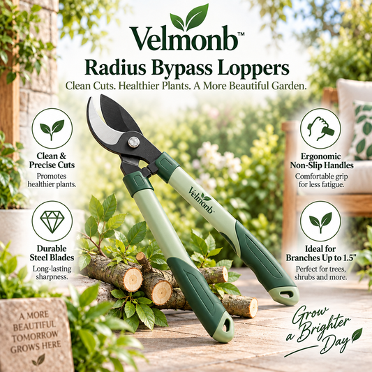 Velmonb™ Radius Bypass Loppers – Heavy-Duty Garden Loppers with Steel Blades & Ergonomic Non-Slip Handles