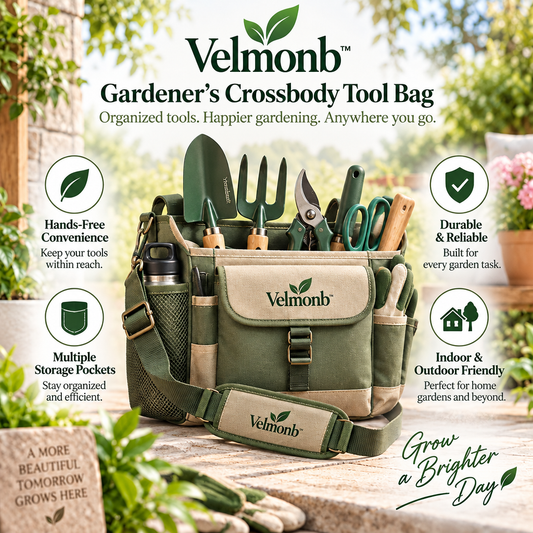 Velmonb™ Gardener’s Crossbody Tool Bag with Multi-Pocket Organizer & Adjustable Shoulder Strap