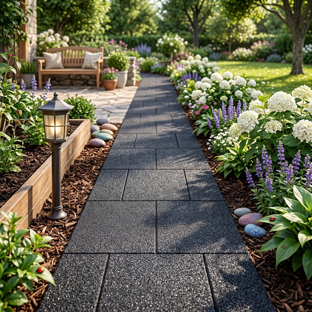 Velmonb™ Recycled Rubber Garden Walkway – Weather-Ready Modular Pathway with Textured Non-Slip Surface